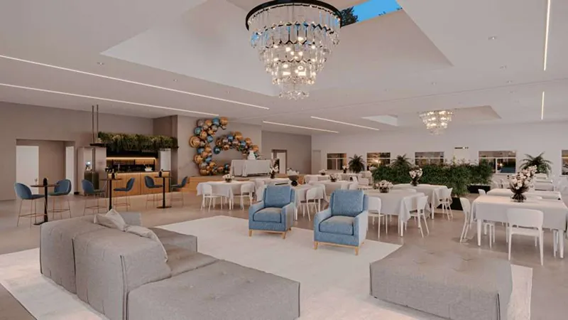 Salão de festas amplo do Garden Club Residence II