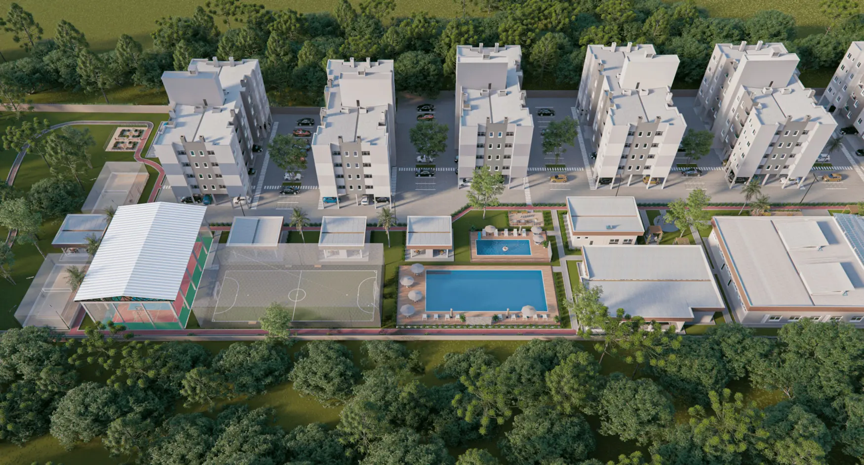 Vista aérea da localização do Garden Club Residence II em Palhoça, SC