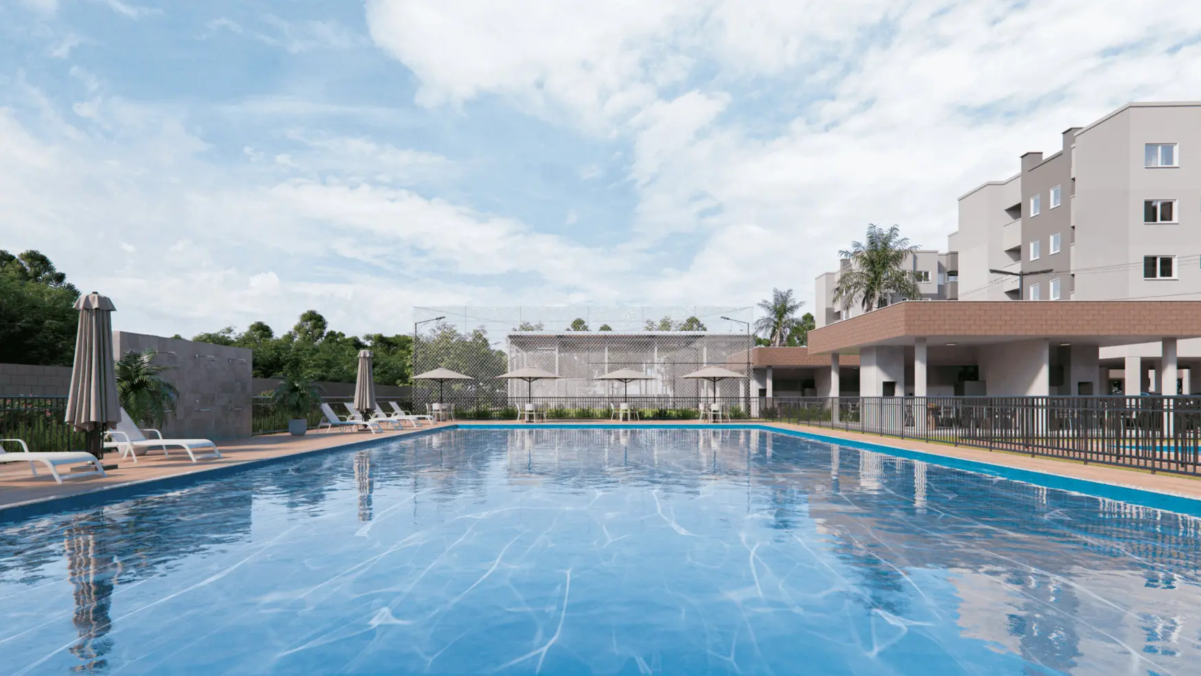 Piscina olímpica com raias do Garden Club Residence II