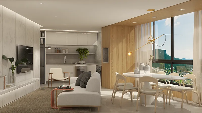 Interior sofisticado dos apartamentos do Royal Tower